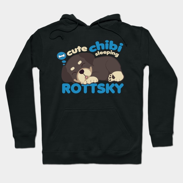 Cute Chibi Sleeping Rottsky Hoodie by Shopparottsky